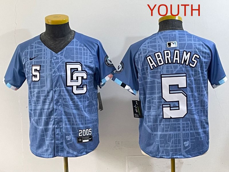 Youth 2025 Washington Nationals #5 Abrams Blue Joint Name Nike MLB Jersey style 4->youth mlb jersey->Youth Jersey